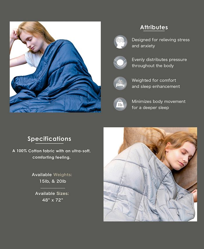 Pur Serenity 100 Cotton 48" x 72" Weighted Blanket, 20lb Macy's