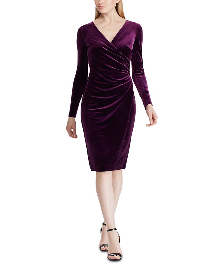 Lauren Ralph Lauren Velvet Surplice Dress & Reviews - Dresses - Women -  Macy's