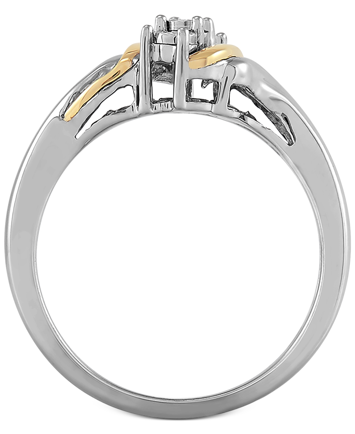 Macy's Diamond Accent Ring In 14k Gold And Sterling Silver In Gold,silver