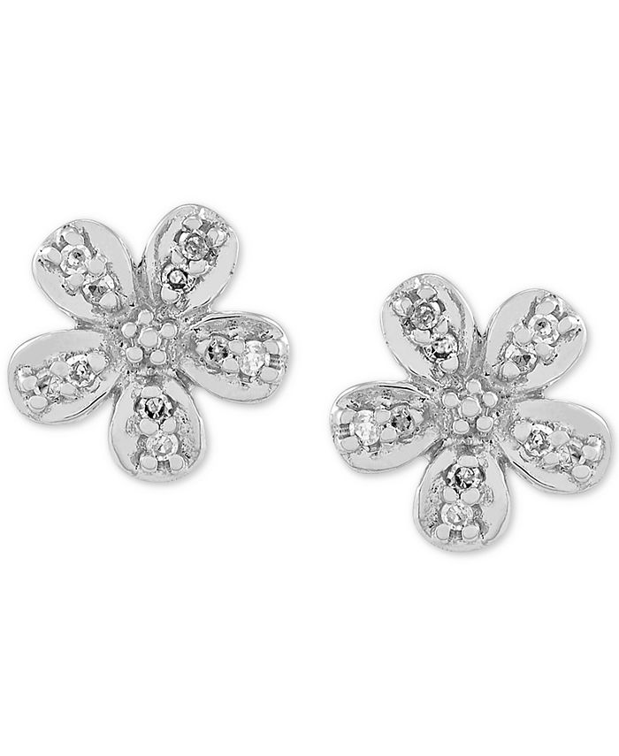 Macy's Diamond Accent Flower Stud Earrings in 10k Gold - Macy's