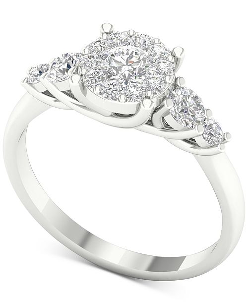 Macy S Diamond Halo Engagement Ring 1 Ct T W In 14k White Gold Reviews Rings Jewelry Watches Macy S