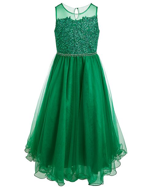 Beautees Big Girls Plus Floral Sequinned Wire Hem Maxi Dress
