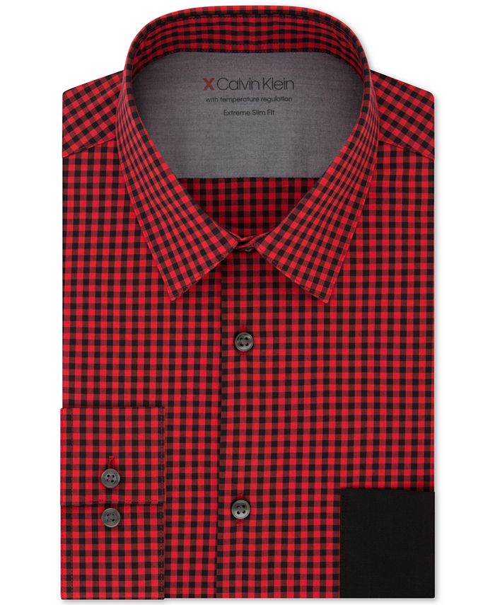 Calvin Klein Men's Extra Slim Fit Temperature Regulating Stretch Dress Shirts Blue Size 17.5x 32-33