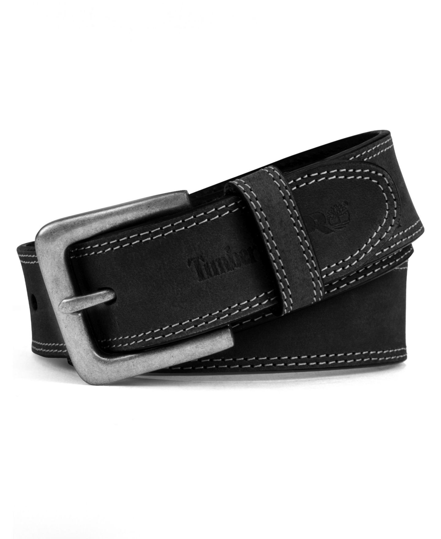 Мужской ремень Timberland 38mm Boot Leather Belt, цвет: Чёрный — фото 1