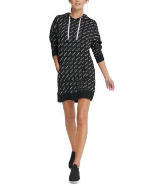 dkny sport logo hoodie dress