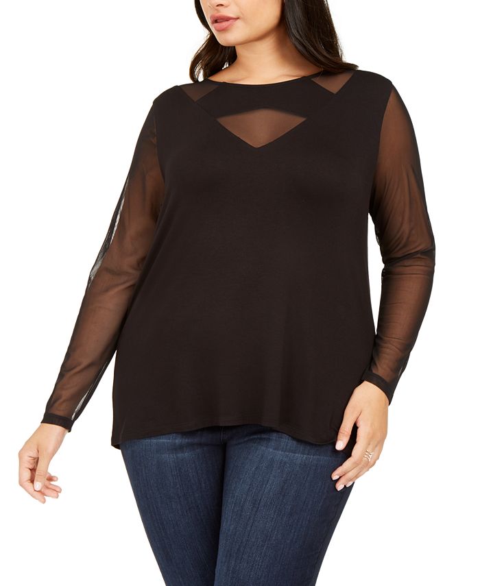 INC International Concepts Plus Size Illusion Top, Created for Macy's ...