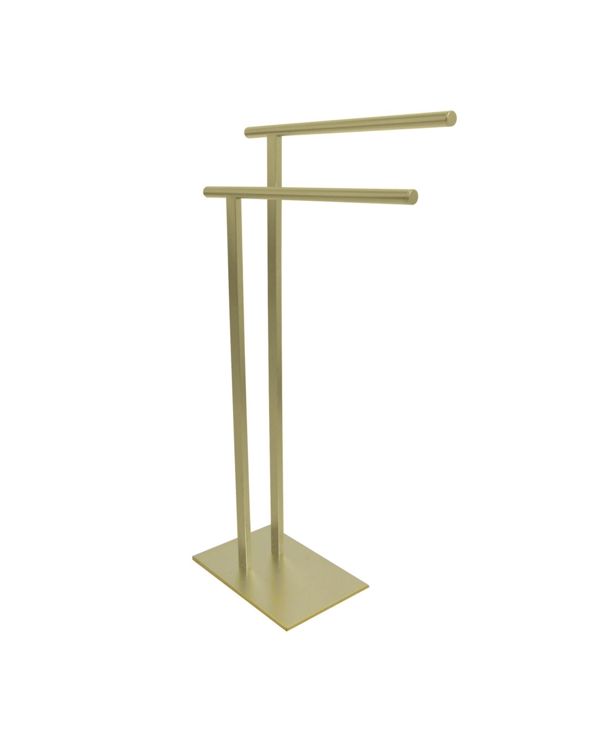 Kingston Brass Double L Shape Pedestal Towel Holder in Satin Brass Bedding