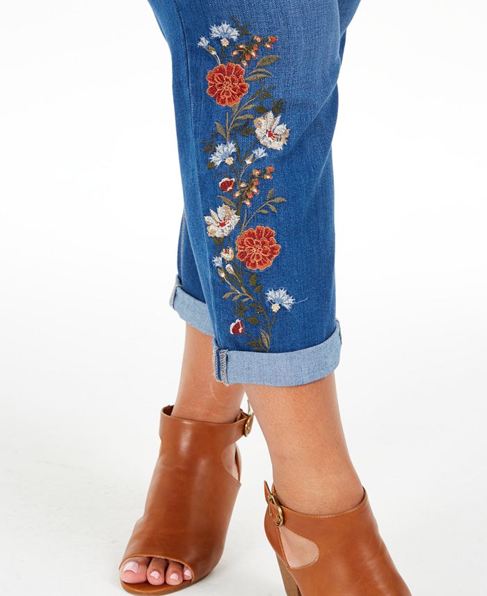 Style & Co Plus Size Ella Embroidered PullOn Jeans, Created For Macy's