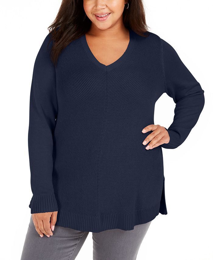 Charter Club Plus Size V-Neck Sweater, Created for Macy's - Macy's