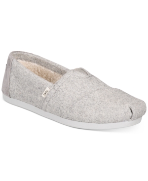 Toms Classic Shearling Womens Felt Faux Shearling Lined Casual Shoes In Grey Felt