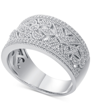 image of Diamond Scroll-Pattern Statement Ring (1/5 ct. t.w.) in Sterling Silver