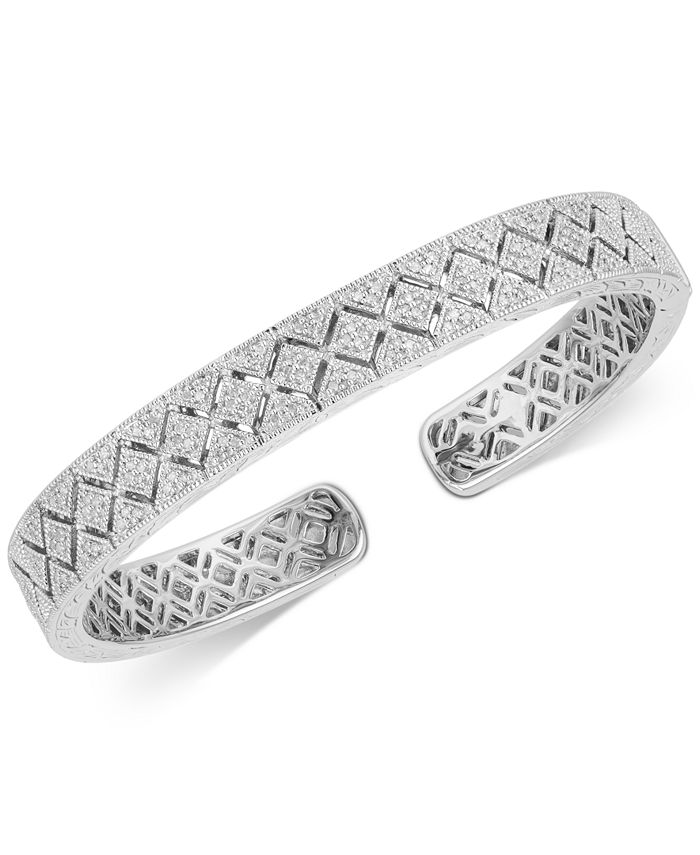 Macy's Diamond Filigree Cuff Bracelet (3/8 ct. t.w.) in Sterling Silver ...