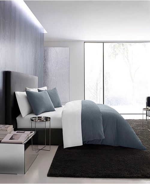 Vera Wang Waffle Pique Midnight Blue Duvet Set Queen Reviews