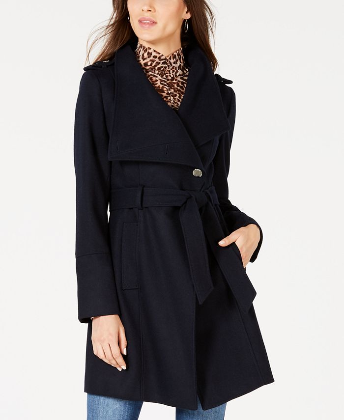 GUESS Asymmetrical Belted Wrap Coat, Created for Macy's & Reviews ...
