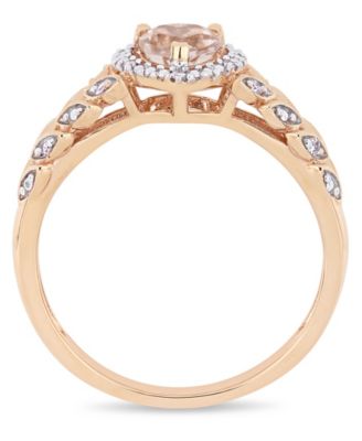 Morganite (1/2 ct. t.w.) and Diamond (1/20 ct. t.w.) Halo Heart Ring in 10k Rose Gold