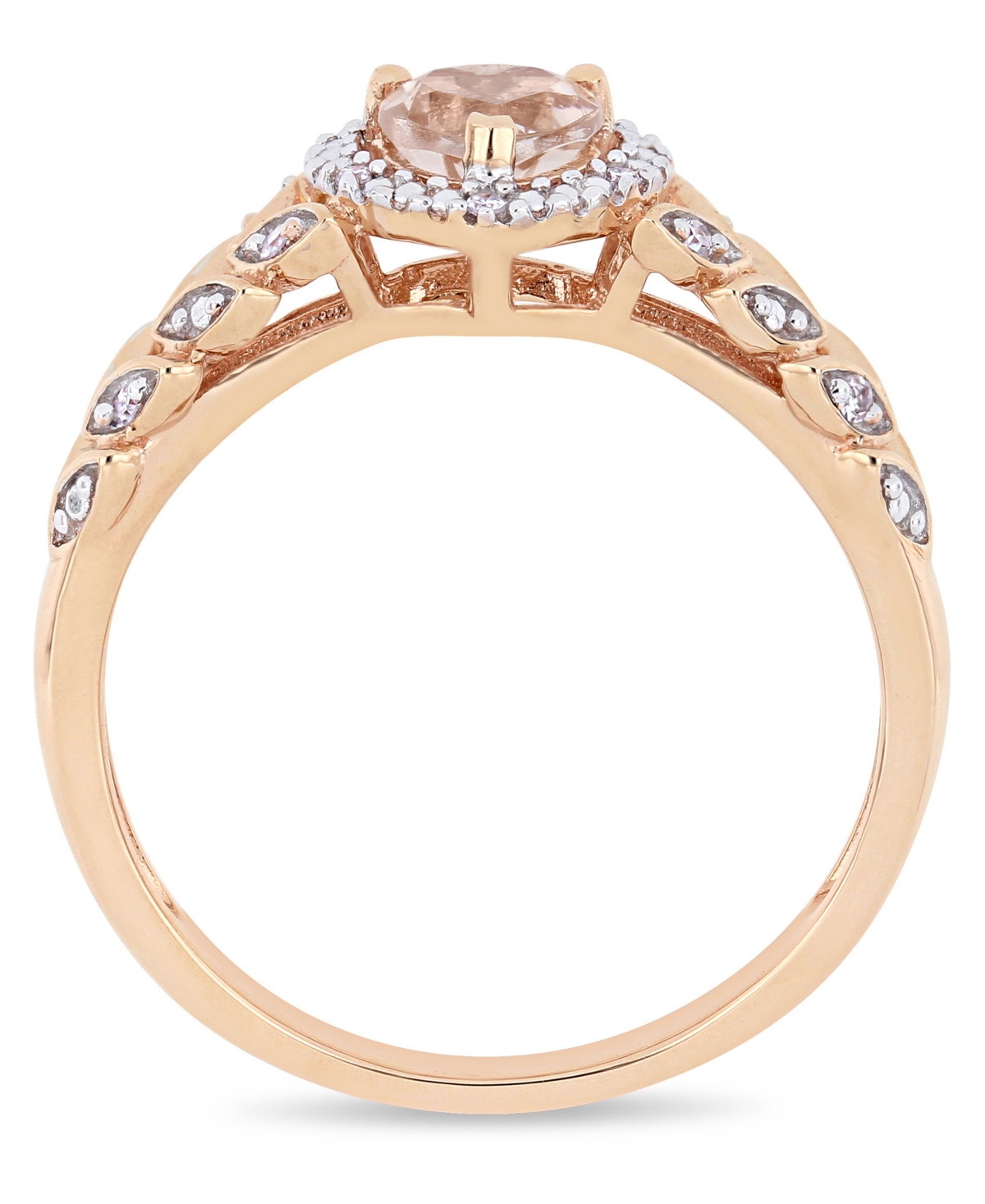 (1/2 ct. t.w.) and Diamond (1/20 ct. t.w.) Halo Heart Ring in 10k Rose Gold - Morganite