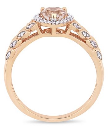 Macy's - Morganite (1/2 ct. t.w.) and Diamond (1/20 ct. t.w.) Halo Heart Ring in 10k Rose Gold