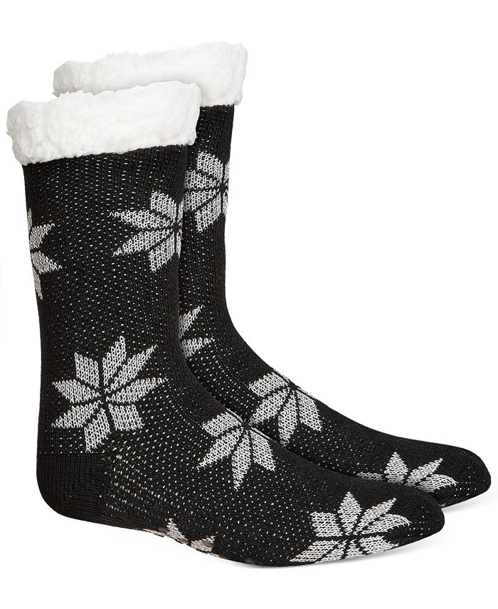 Charter Club Women s Snowflake Slipper Socks With Faux Sherpa Lining Created for Macy s Macy s