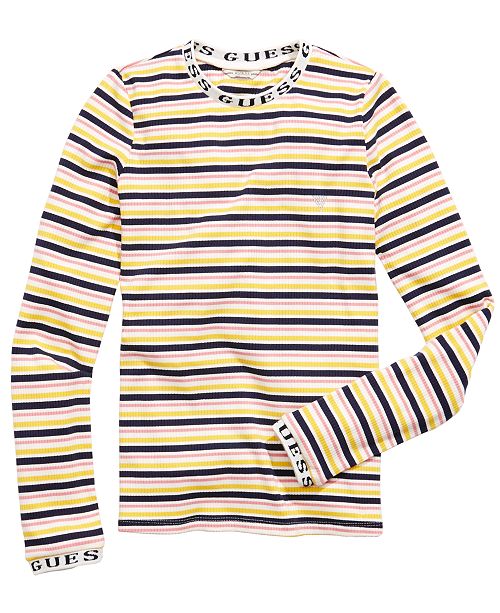 Guess Big Girls Striped T Shirt Reviews Shirts Tops Kids Macy S