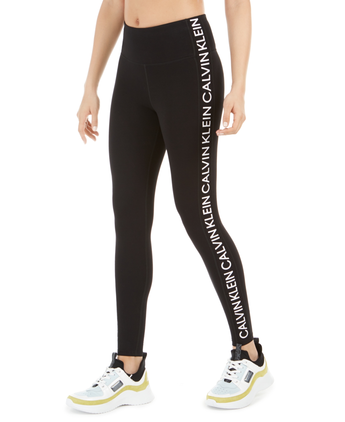 Shop Calvin Klein Performance Women's Logo High-waist Leggings In Black