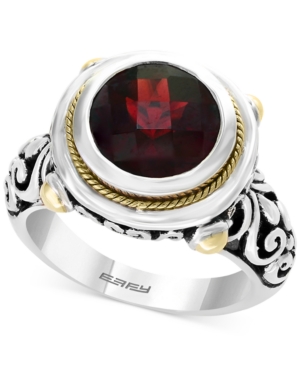 image of Effy Garnet (3-9/10 ct. t.w.) Statement Ring in Sterling Silver & 18k Gold Over Sterling Silver