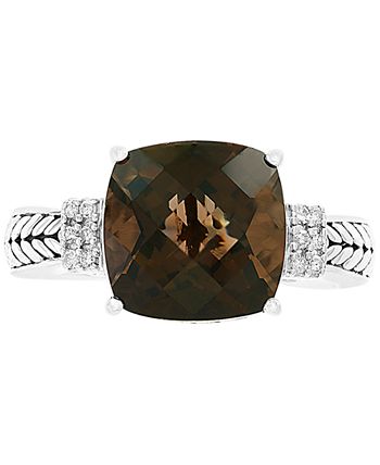 EFFY Collection - Smoky Quartz (4-1/2 ct. t.w.) & Diamond (1/20 ct. t.w.) Accent Ring in Sterling Silver