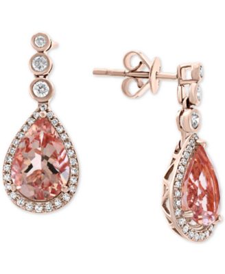EFFY Collection - Morganite (4-3/8 ct. t.w.) & Diamond (1/3 ct. t.w.) Drop Earrings in 14k Rose Gold