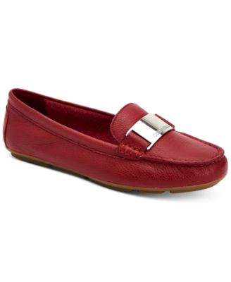 calvin klein red flat shoes