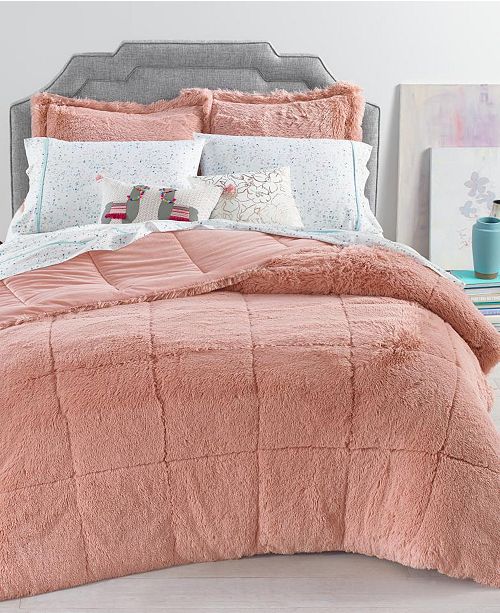 Martha Stewart Collection Shaggy Faux Fur Full Queen 3 Pc