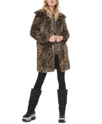 Michael Kors Tiger Stripe Faux-Fur Coat & Reviews - Jackets & Blazers -  Women - Macy's