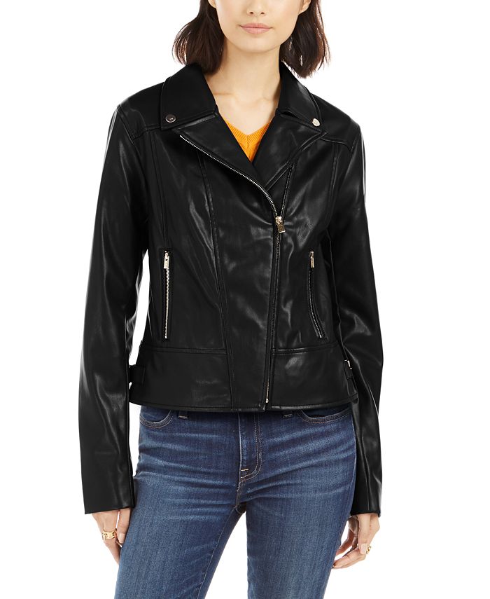 Tommy Hilfiger Faux-Leather Moto Jacket, Created for Macy's & Reviews ...