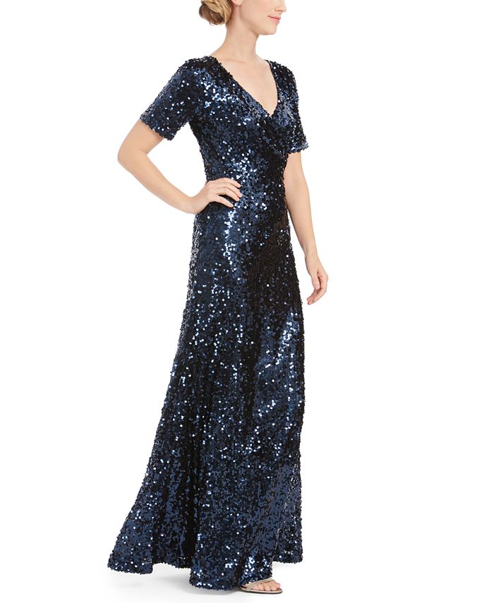 Calvin Klein Women's Sequined Cutout Blouson Gown Black Size 16