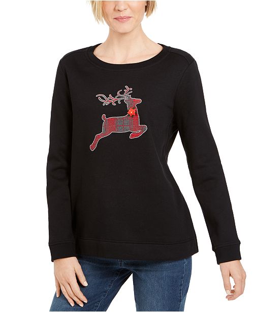 Karen Scott Sport Plaid Reindeer Top Created For Macy S Reviews
