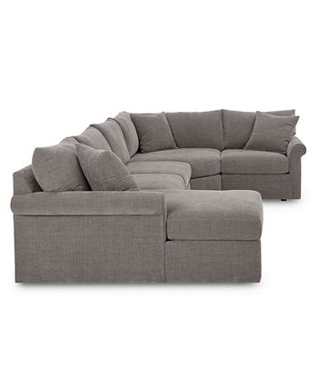 Furniture - Wedport 4-Pc. Fabric Modular Chaise Sectional Sofa with Wedge Corner Piece