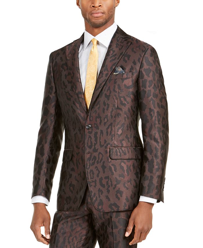 Tallia Orange Men's Slim-Fit Leopard-Print Suit Jacket - Macy's
