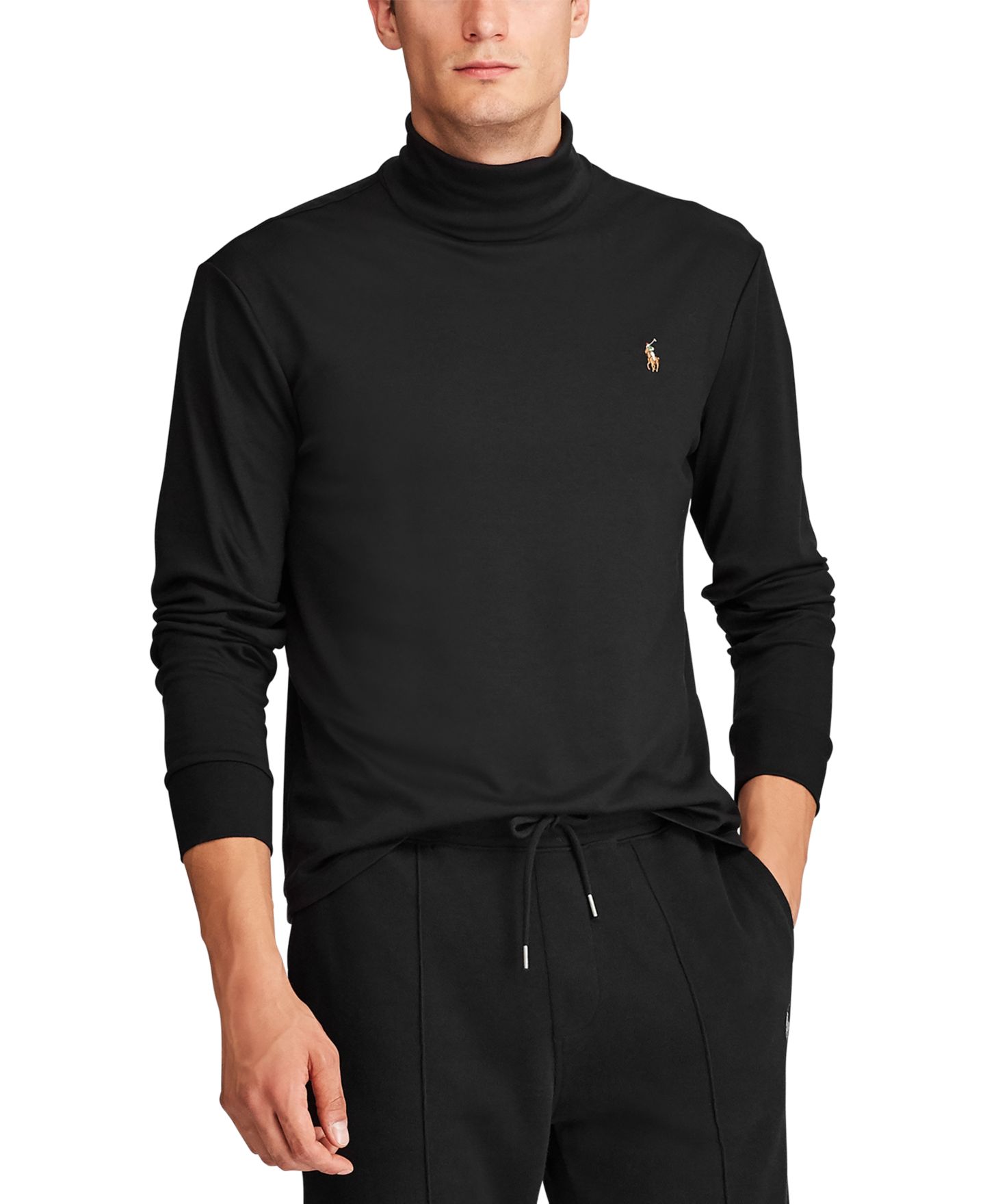 Мужской свитер Polo Ralph Lauren Soft Cotton Turtleneck, цвет: Чёрный / Коричневый — фото 3