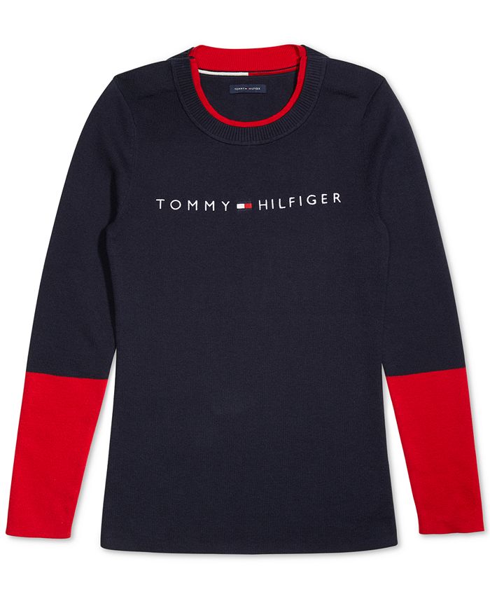 Tommy Hilfiger Mens Adaptive Sweater with Velcro Brand Closure at Shoulders