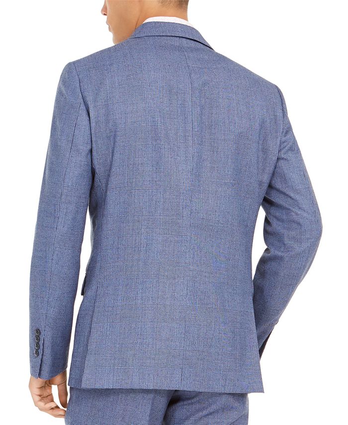 Tallia Orange Men's Slim-Fit Stretch Blue Plaid Suit Jacket - Macy's