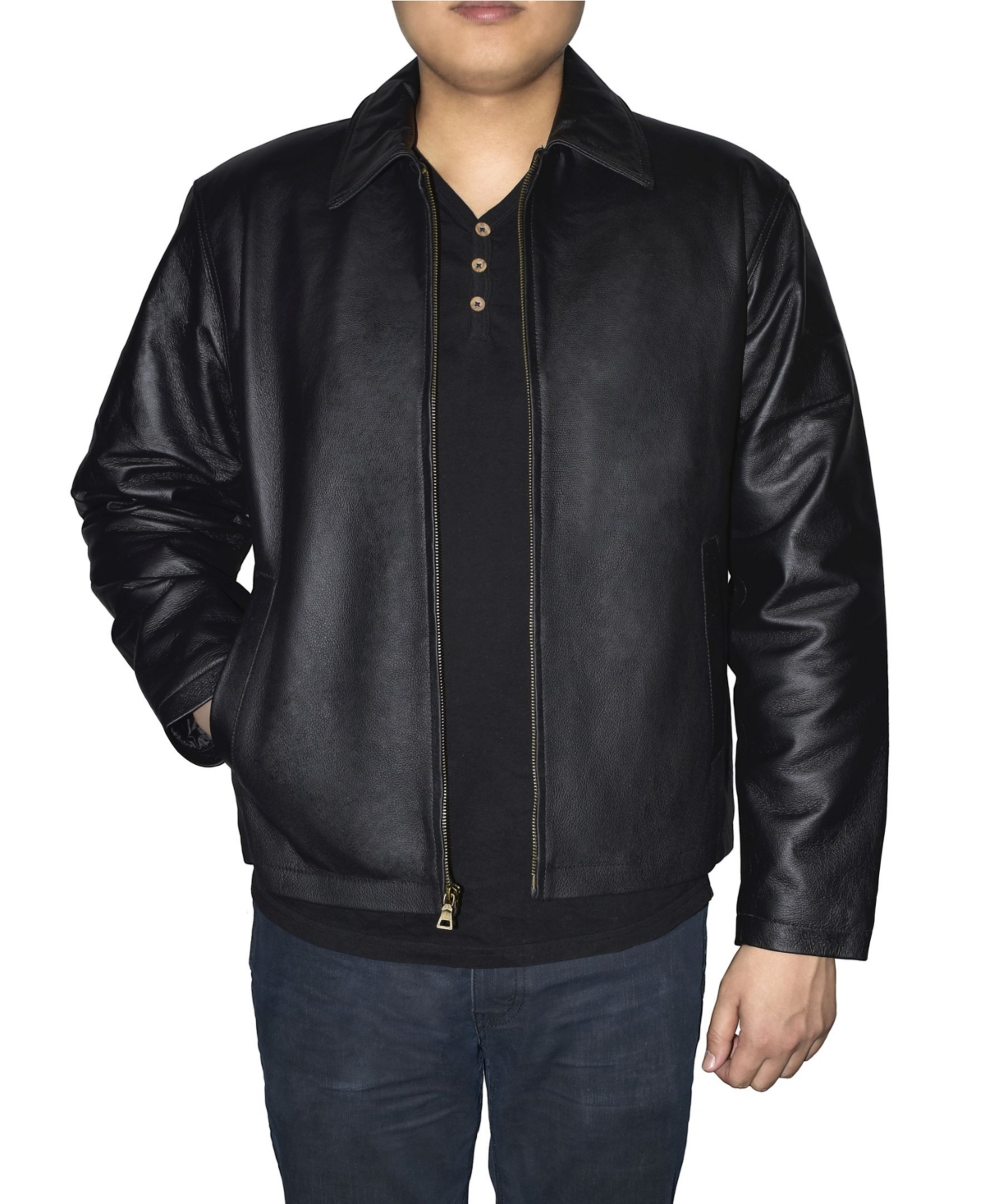 Retro Leather Men's Jacket - Black