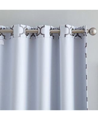 Lattice Print Drape Blackout Curtains Pattern - Weather Insulated Curtains, Sun Blocking Window Treatment Draperies for Living Room - Set of 2