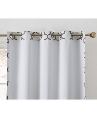 Lattice Print Drape Blackout Curtains Pattern - Weather Insulated Curtains, Sun Blocking Window Treatment Draperies for Living Room - Set of 2