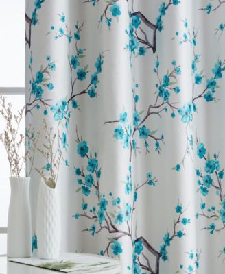 Jasmine Floral Patterned Room Darkening Curtain ROD POCKET POLE TOP Panels - Set of 2