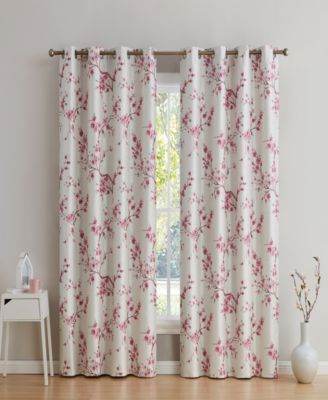 Jasmine Floral Patterned Room Darkening Curtain ROD POCKET POLE TOP Panels - Set of 2