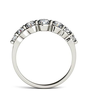Charles & Colvard - Moissanite Graduated Seven Stone Band 7/8 ct. t.w. Diamond Equivalent in 14k White, Yellow, or Rose Gold
