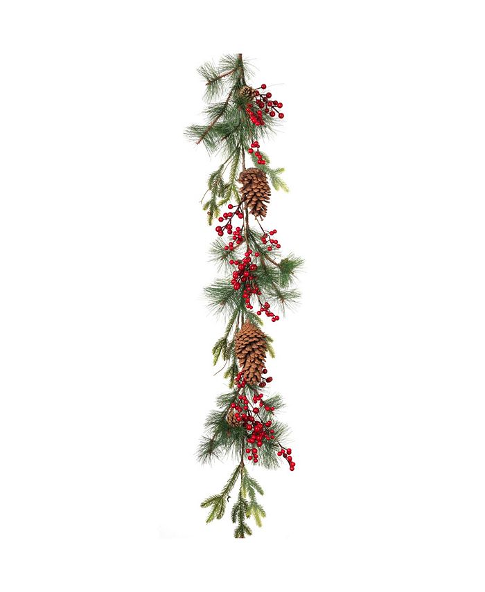 Gerson & Gerson 5-Foot Long Holiday Garland with Red Berry Bundles and ...