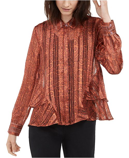 Inc International Concepts Inc Ruffled Snake Embossed Top