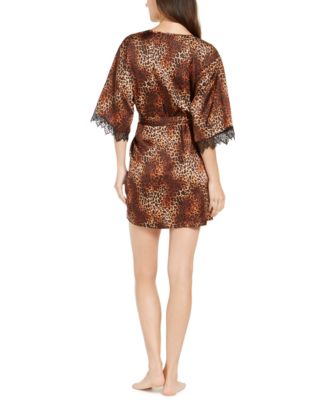 INC International Concepts I.N.C. Short Lace-Trim Wrap Robe, Created for Macy's