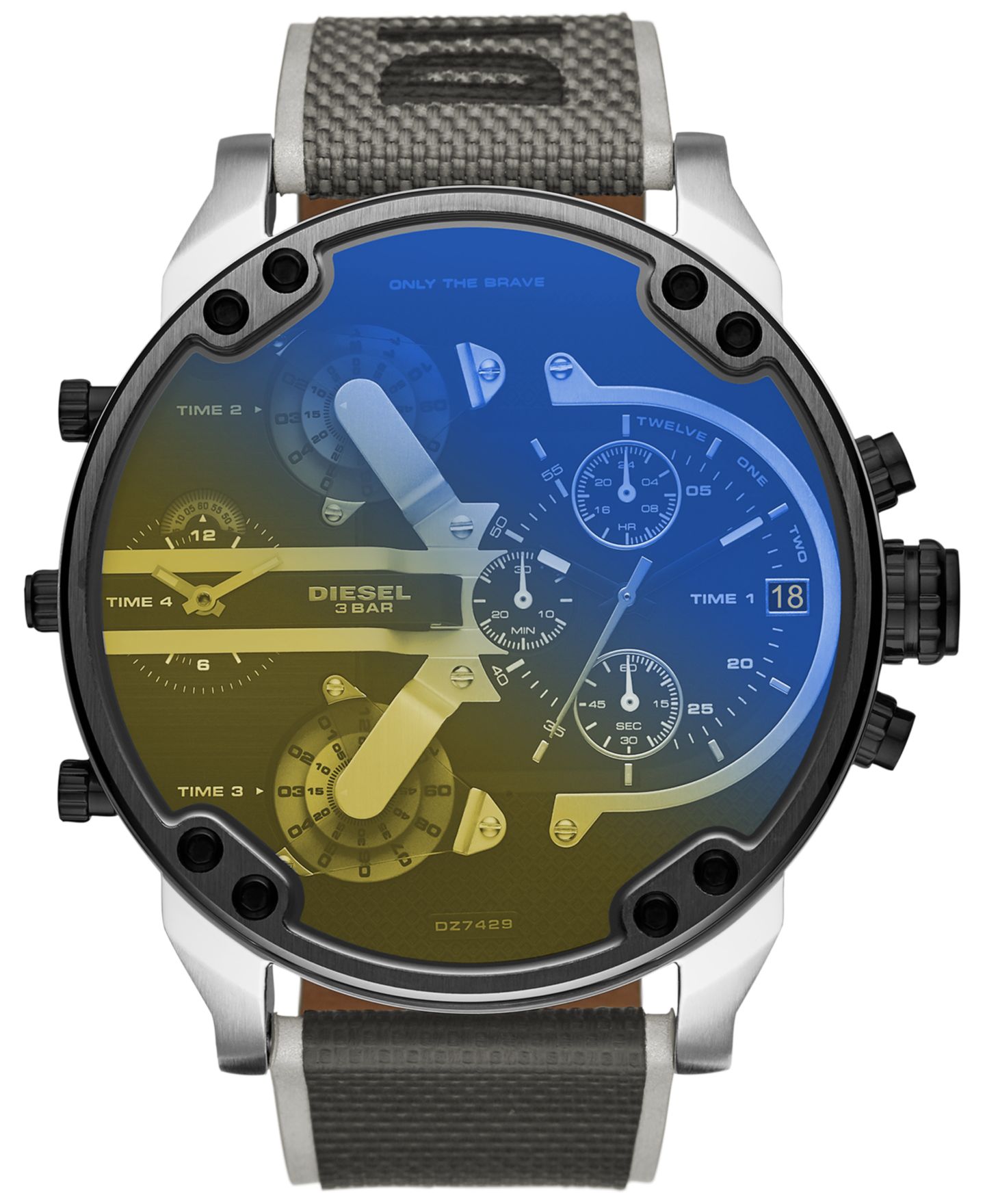 Мужские часы Diesel Chronograph Mr. Daddy 2.0 Gray Nylon Strap Watch 57mm — фото 1