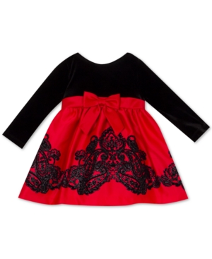 Rare Editions Baby Girls Velvet-Bodice Flocked-Skirt Dress