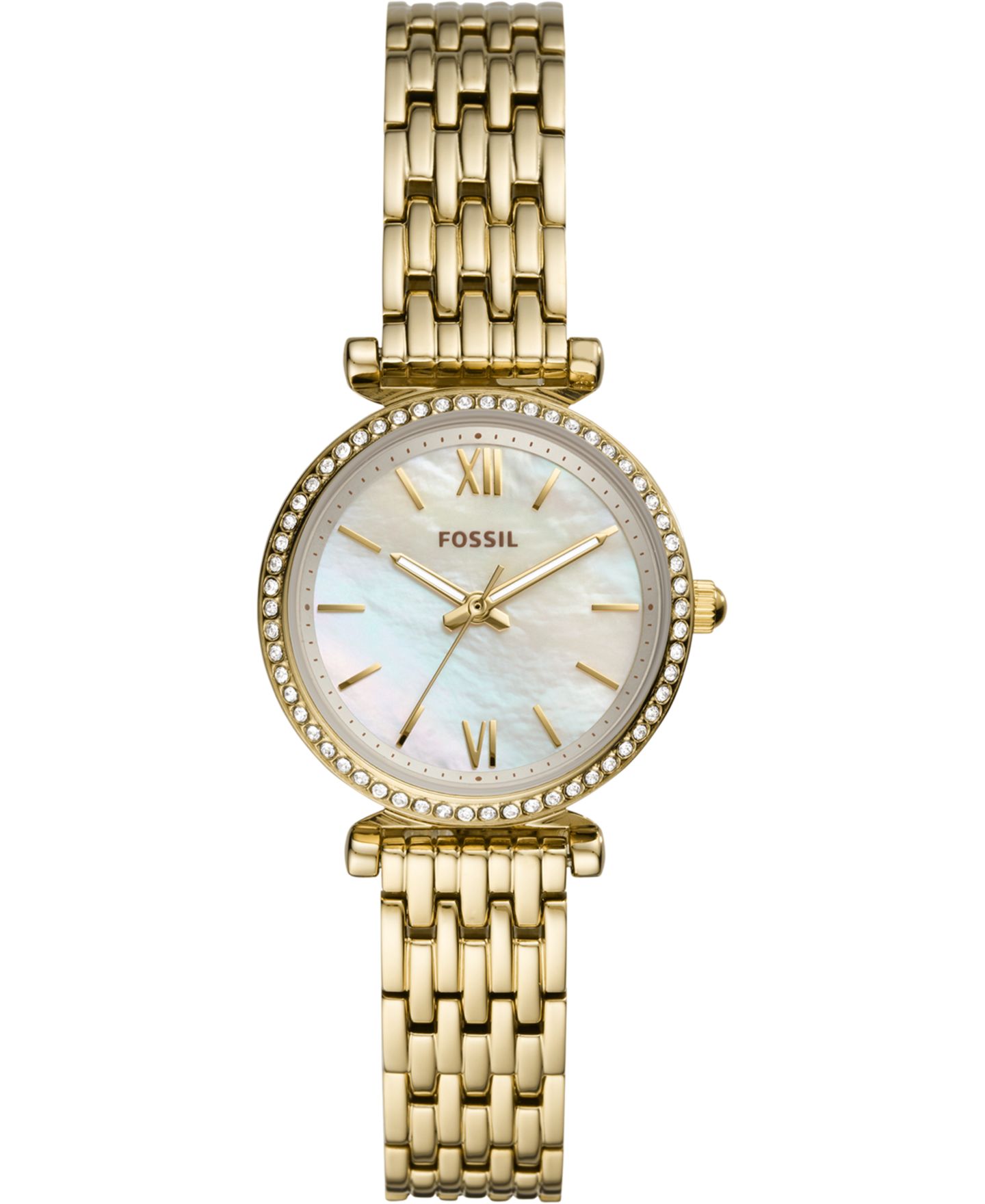 Женские часы Fossil Carlie Mini Gold-Tone Stainless Steel Bracelet Watch 28mm, цвет: Золотой — фото 1